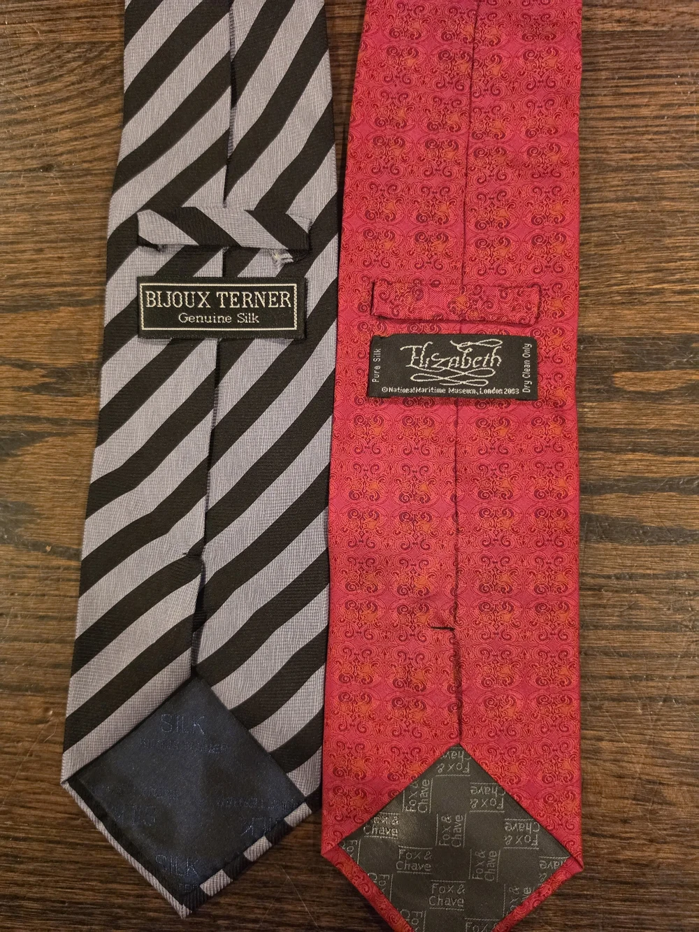 Men's Silk Black & Gray Striped Tie Bundle And Red Tie